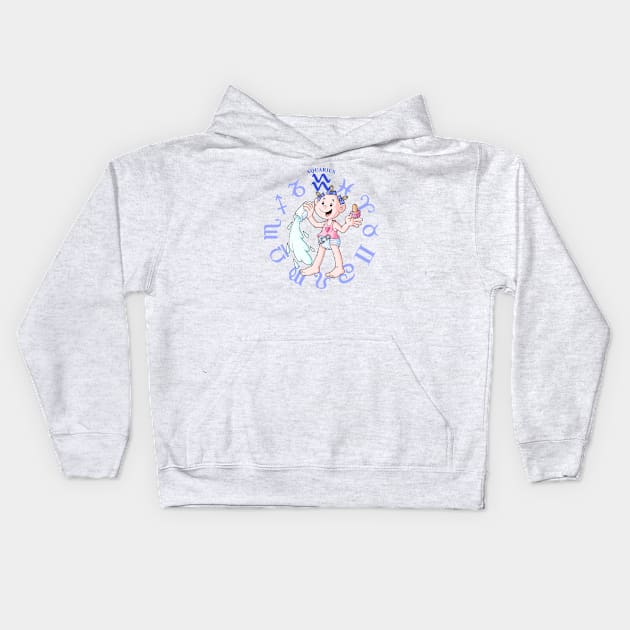 Baby Girl Zodiac Aquarius Kids Hoodie by robobur